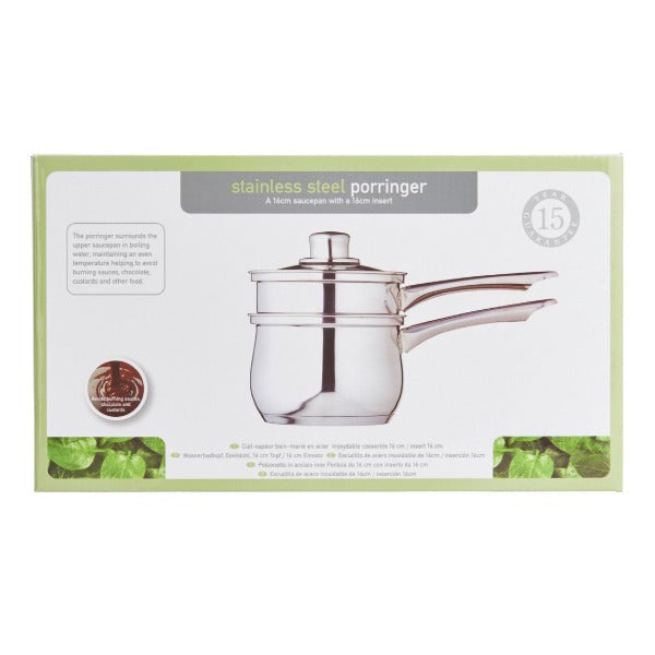 KitchenCraft Stainless Steel Porringer / Porridge Maker, 16cm