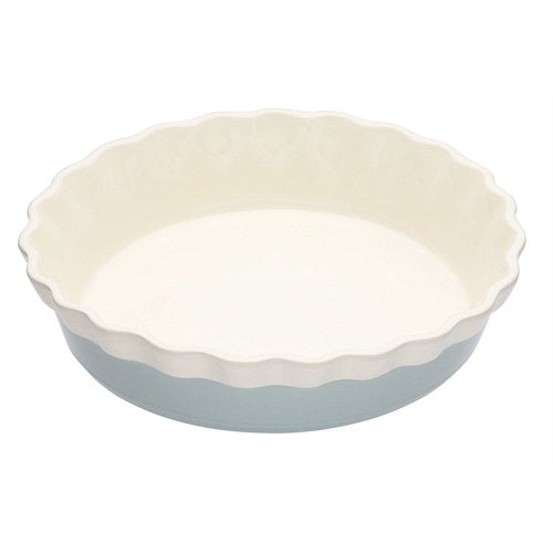 Round Fluted Stoneware Pie Dish, Blue, 26cm