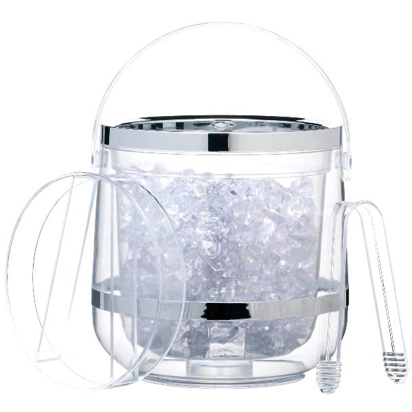 Acrylic Double Walled Insulated Ice Bucket With Tongs