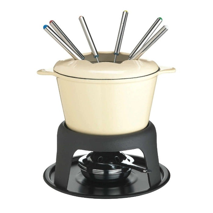 Masterclass Deluxe Cast Iron Enamelled Fondue Set, Beige