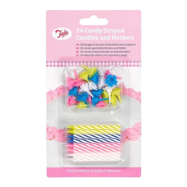Striped Birthday Candles, Pack 24 (C602)