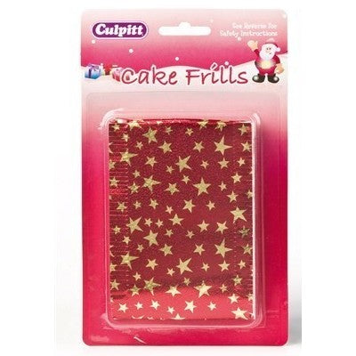 Metallic Print Christmas Cake Frills,  83 x 914mm