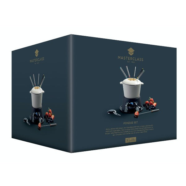 Masterclass Deluxe Cast Iron Enamelled Fondue Set, Black