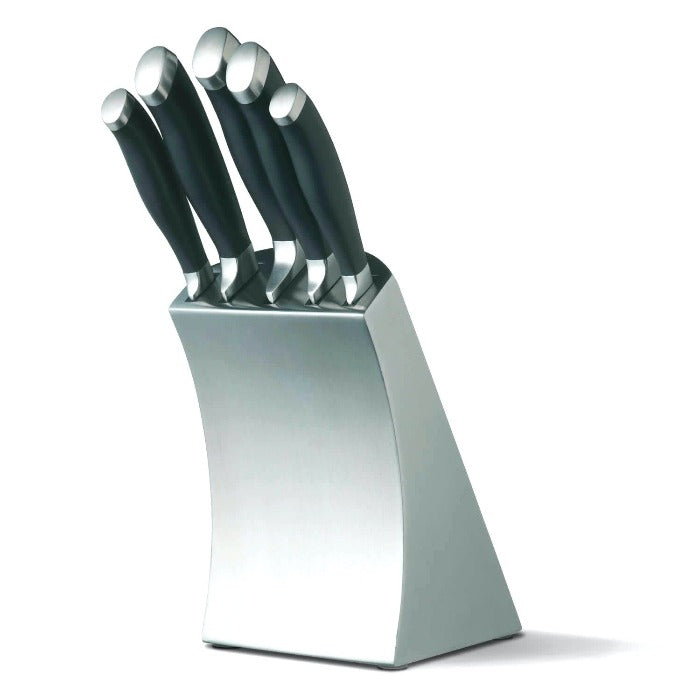 Kitchencraft Trojan 5 Piece Knife Set & Stainless Steel Block (k66r)