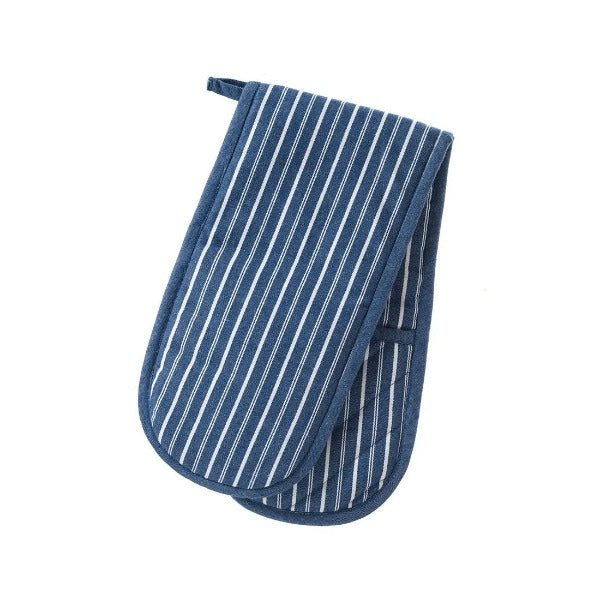 Smithfield Butcher's Stripe Double Oven Glove, Blue