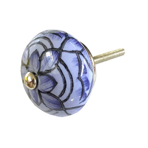 ceramic door knob blue