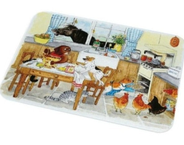 Glass Worktop Saver, Too Many Cooks, Large, 50cm x 40cm