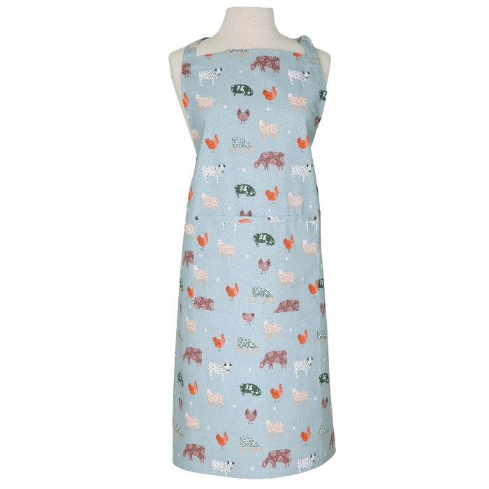 Farmyard Cotton Adult Apron, Blue