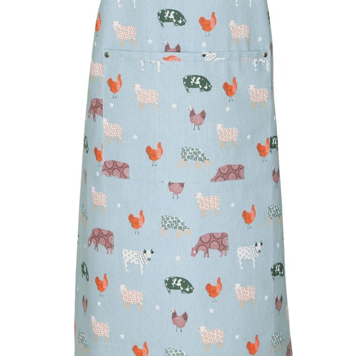 Farmyard Cotton Adult Apron, Blue