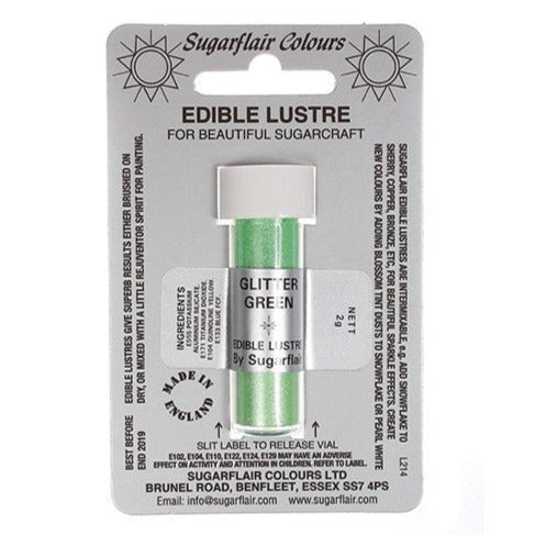 Sugarflair Edible Lustre Colour, 2g, Glitter Green