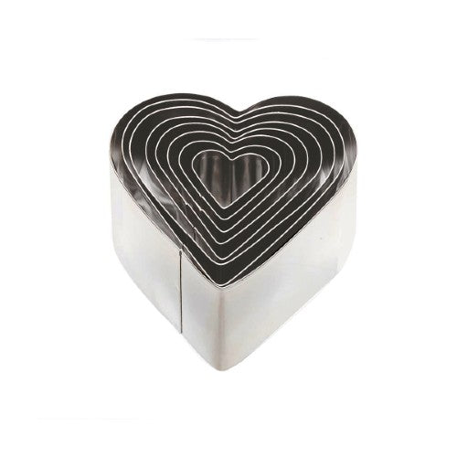 Stainless Steel Tall Heart Cookie Cutters, Set Of 8