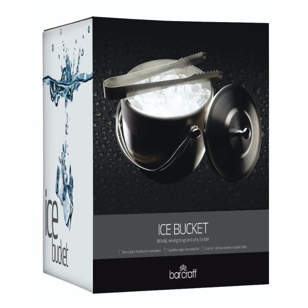 Stainless Steel Ice Bucket with Lid & Tongs