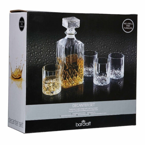 BarCraft Cut Glass Decanter & Glass Set