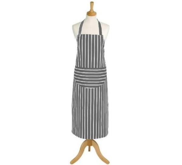 Classic Butchers Stripe Long Apron, Grey (De83)