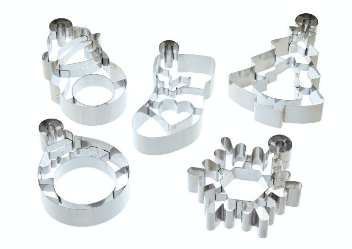 Christmas Stained Glass Window Cookie Cutters, Set Of 5