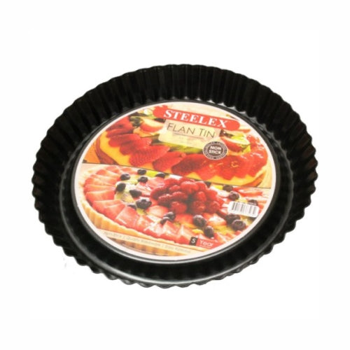 Steelex Non-Stick Raised Fluted Flan Tin, 24cm