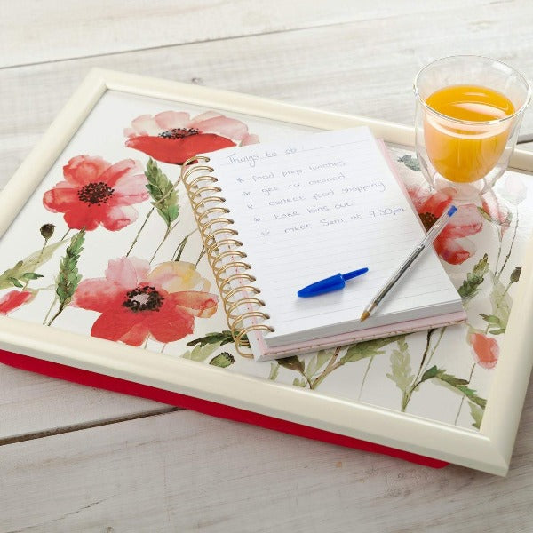 Premium Cushioned Lap Tray, Watercolour Poppy