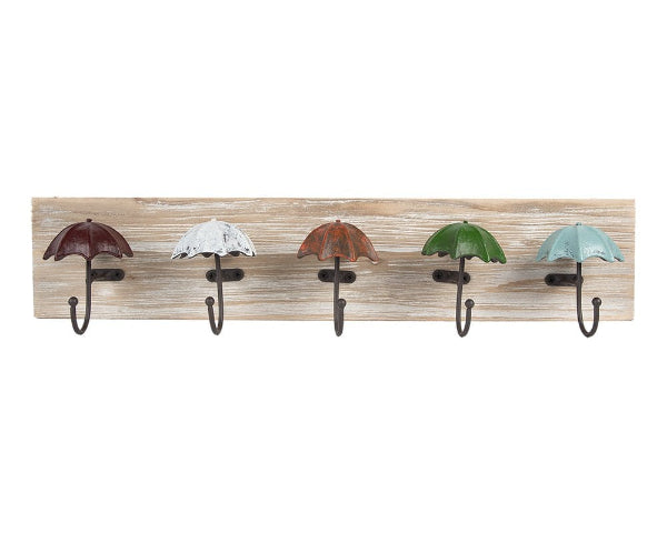 Wall Mounted Wooden 5 Hook Coat Rack, 60cm