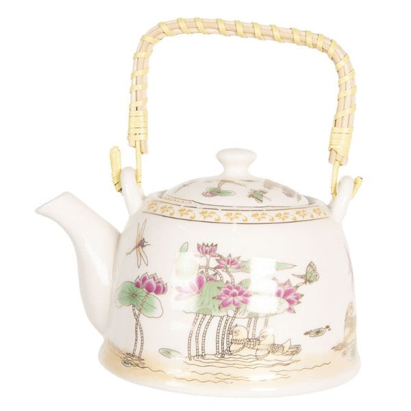 Porcelain Filter Teapot, 800ml, Floral