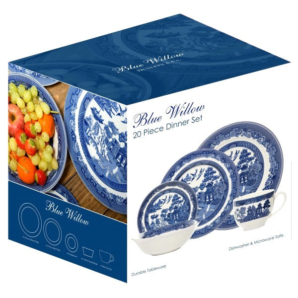 Blue Willow Pattern 20 Piece Dinner Set