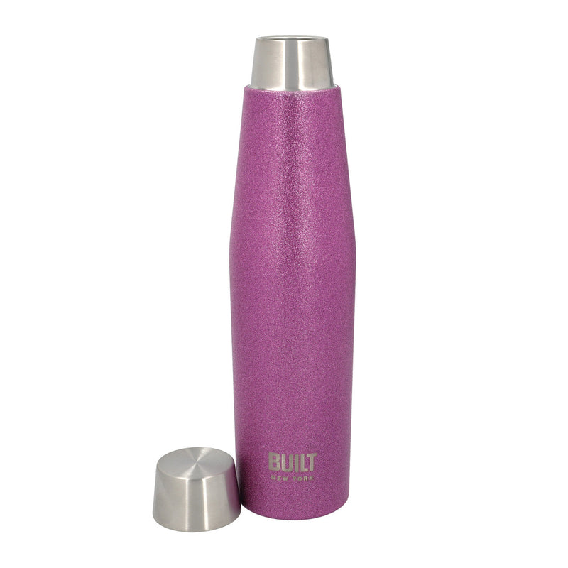Built Double Walled Insulated Drinks Bottle, 540ml, Purple Glitter