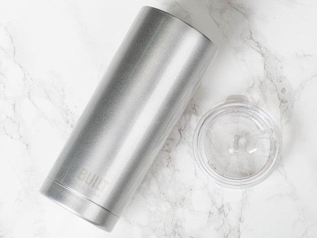 Built Double Walled Stainless Steel Travel Mug, 590ml, Silver