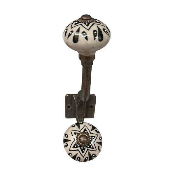 Ceramic Coat Hook, Black & Ivory