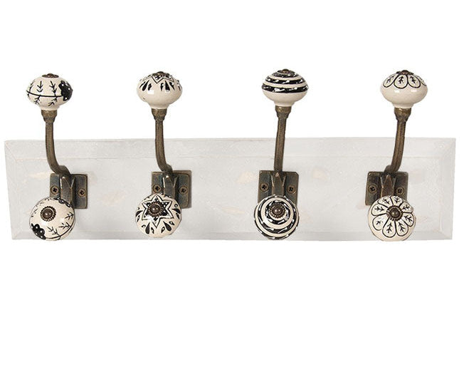 Wall Mounted Wooden 4 Hook Coat Rack, 45cm