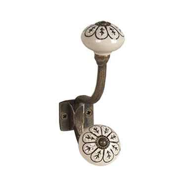 Ceramic Coat Hook, Black & Ivory