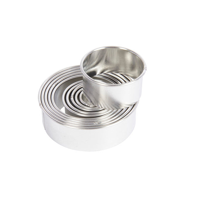 Round Plain Pastry Cutters In Storage Tin, Set Of 11 (k32n)