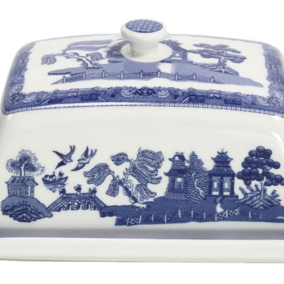 Blue Willow Pattern Covered Butter Dish