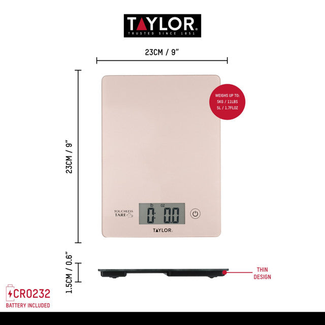 Taylor Pro Digital Dry / Liquid Cooking Scales, Rose Gold