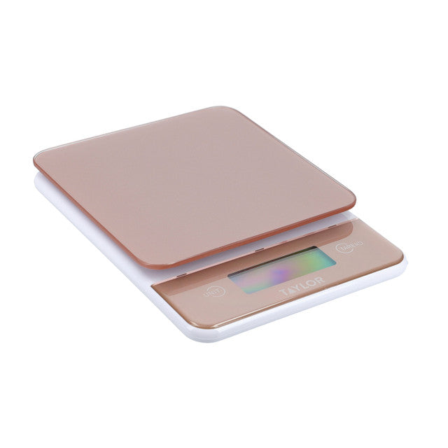 Taylor Digital Slim Kitchen Scale, 5kg / 5000ml, Rose Gold Glass