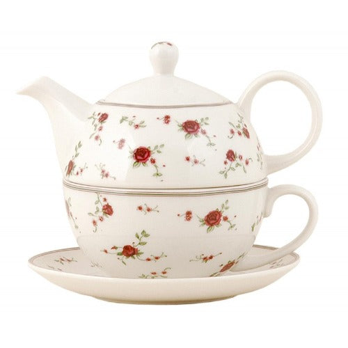 Porcelain Tea For One Teapot & Cup, Pink Flowers