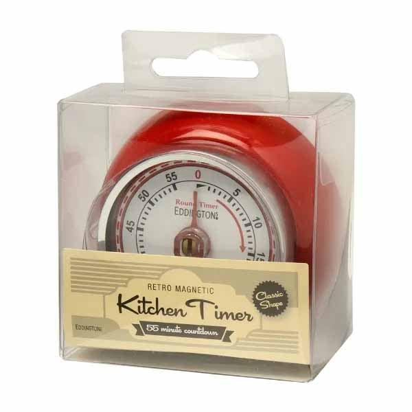 Retro Magnetic Kitchen Timer, Red