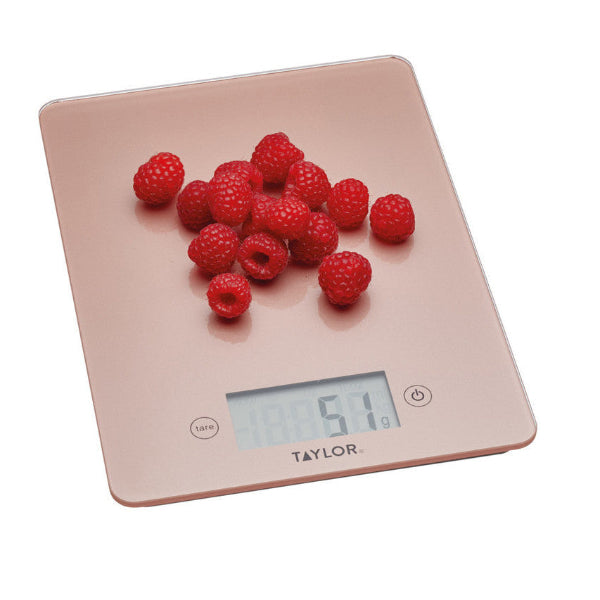 Taylor Pro Glass Digital 5Kg Kitchen Scales, Rose Gold