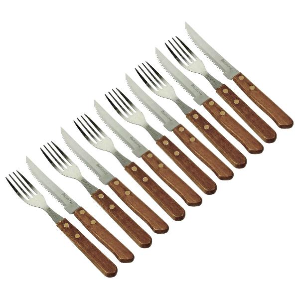 Steak Knife & Fork Cutlery Set, 12 Piece