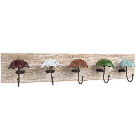 Wall Mounted Wooden 5 Hook Coat Rack, 60cm