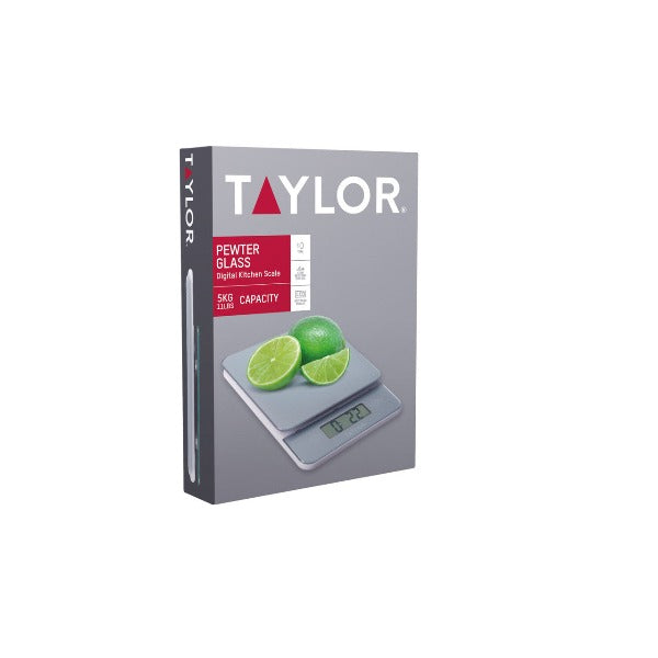 Taylor Digital Slim Kitchen Scale, 5kg / 5000ml, Pewter Glass