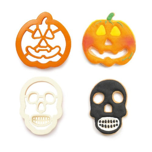 Skull & Pumpkin Cookie Cutters, Set Of 2 (D067)