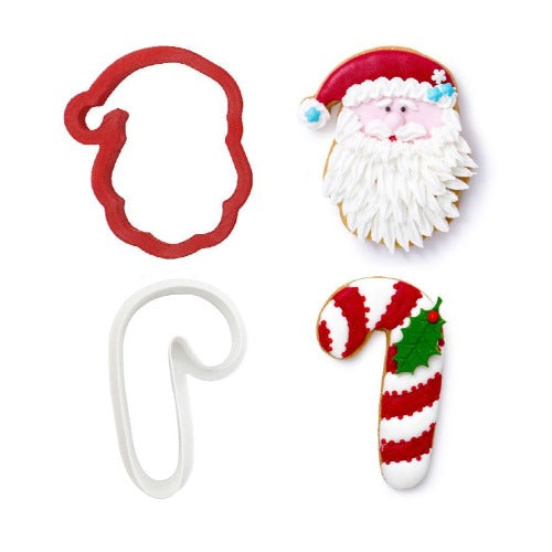 Santa & Candy Cane Christmas Cutters, Set Of 2 (D068)