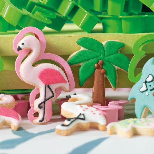 Tropical Flamingo & Palm Cookie Cutters, Set Of 2 (D071)