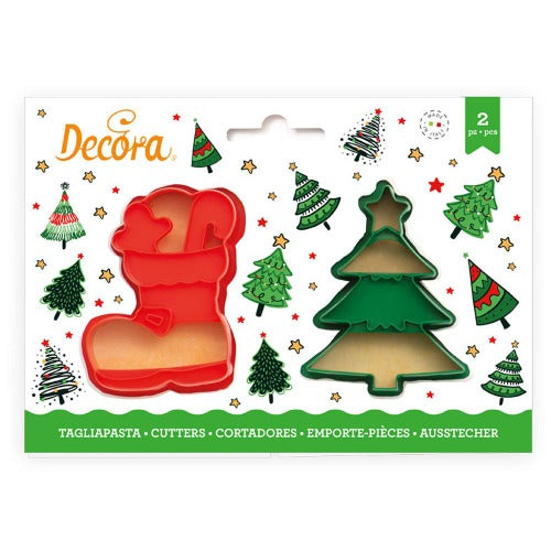 Christmas Tree & Boot Cookie Cutters, Set Of 2 (D096)