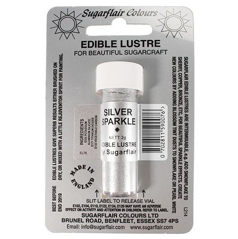 Sugarflair Edible Lustre Colour, 2g, Silver Sparkle