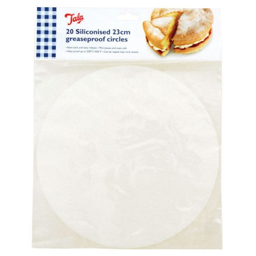 Tala Siliconised Greaseproof Circles, 23cm, Pack of 20