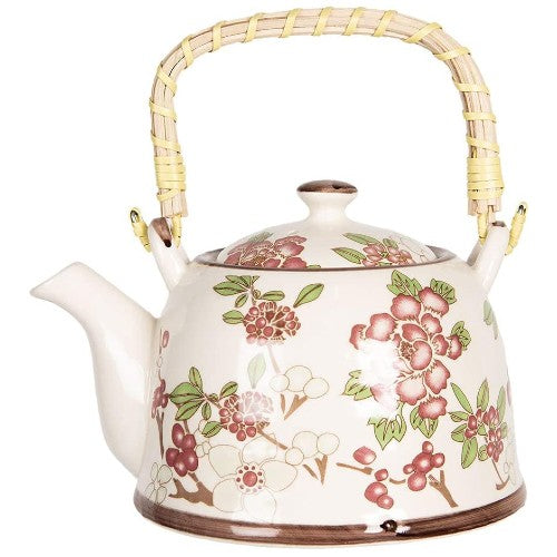 Porcelain Filter Teapot, 900ml, Flowers (C079)