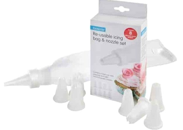 Deluxe Reusable Icing Bag With 8 Nozzles (E415)