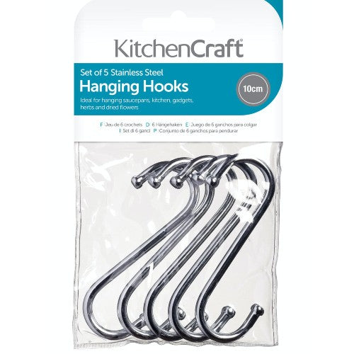 Chrome Plated 'S' Hooks, 10cm, Pack of 5 (k73a)