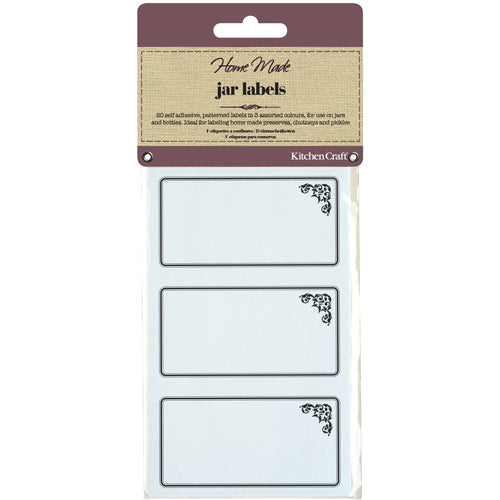 Self-Adhesive Jam Jar Labels, Monochrome, Pack of 20 (k22n)