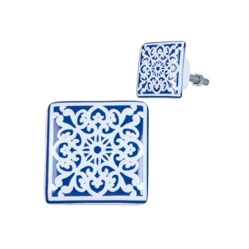 blue and white drawer handle